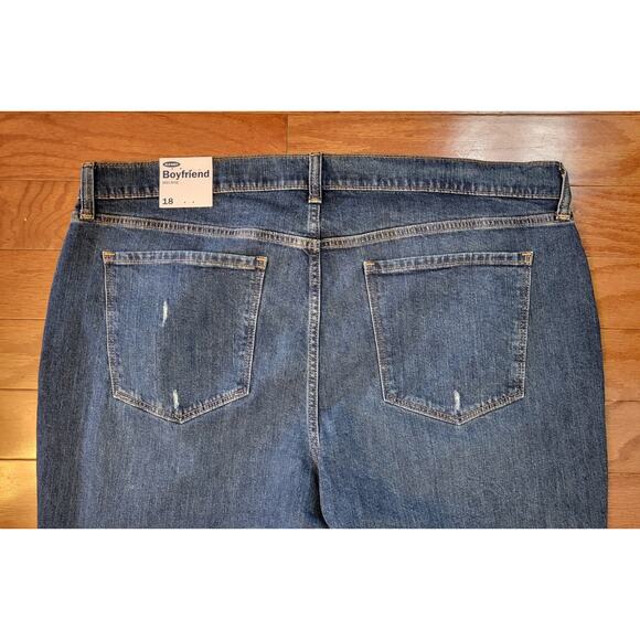 NWT Old Navy Women Jeans Size 18 Cropped Boyfriend Cuffed Distressed Ripped - Picture 4 of 15